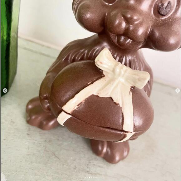 Vintage Ceramic Chocolate Easter Bunny Rabbit Statue Figurine Egg Container Lid - Picture 3 of 7